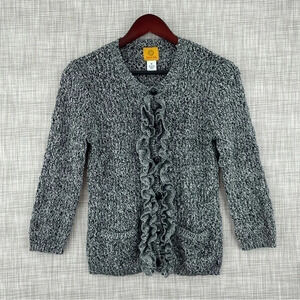 Ruby Rd. Long sleeve Button up ruffle sweater Women's Size Medium 0263